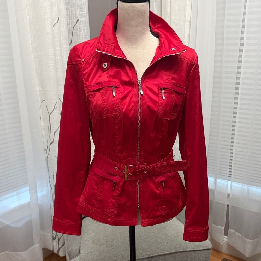 White House Black Market Scarlet Utility Jacket